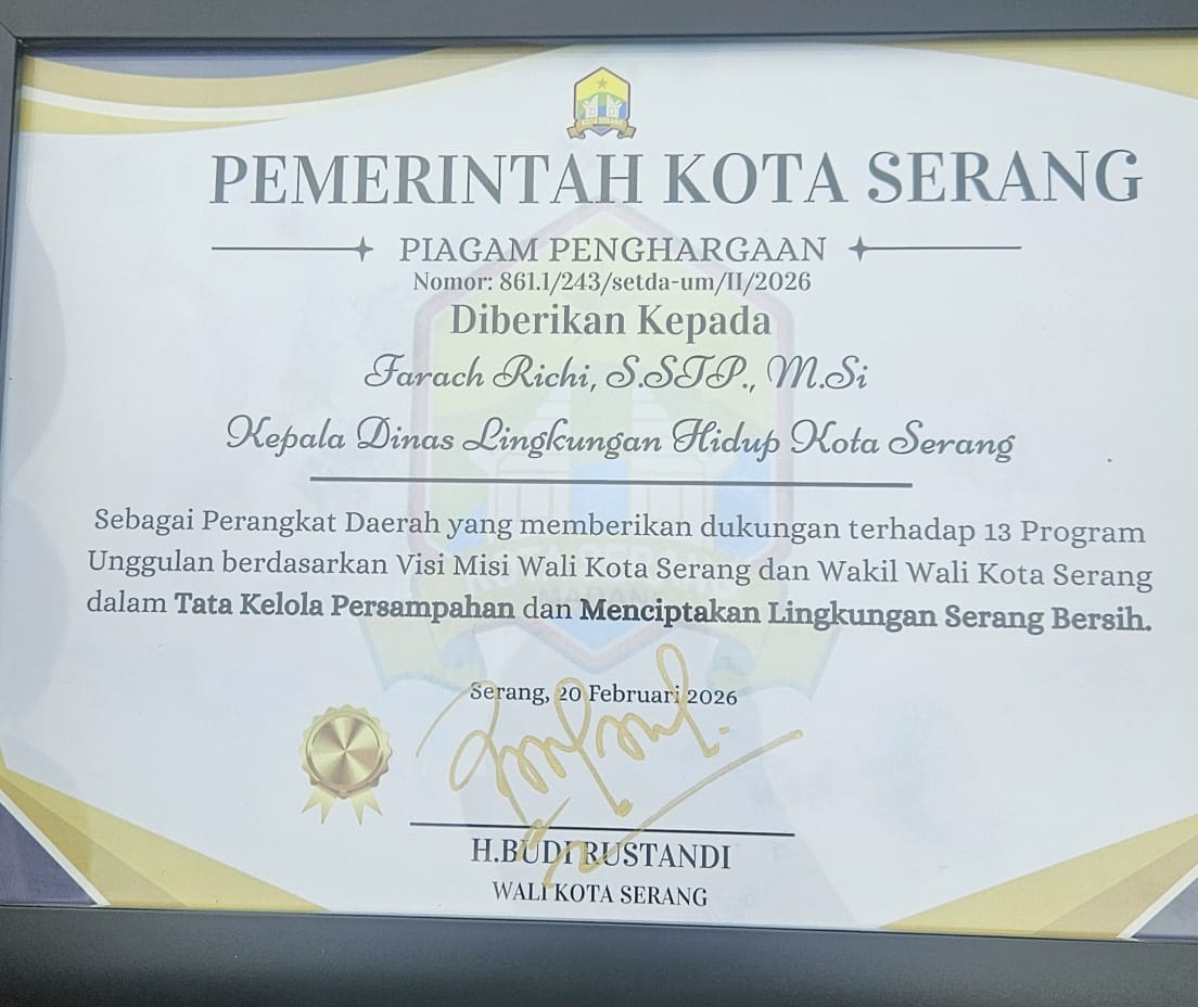 Penghargaan Kepada DLH Kota Serang